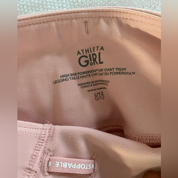 ATHLETA GIRL HIGH RISE POWERVITAM CHIT CHAT TIGHT SIZE L12 - Picture 2 of 4